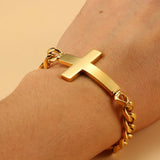 Cross Bracelet Cuban Chain Christian Jewelry Stainless Steel