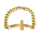 Cross Bracelet Cuban Chain Christian Jewelry Stainless Steel