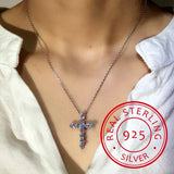 CZ Silver Pendant Necklace 925 Sterling Silver Choker Statement Necklace