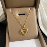 Cross Chain Personality Love Heart Pendant Necklace For Women