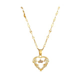 Cross Chain Personality Love Heart Pendant Necklace For Women