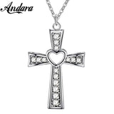 Cross Crystal Pendant 925 Silver Necklace Women Necklace Women Jewelry Gift
