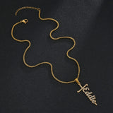 Custom Name Pendant Zirconia Stone Stainless Steel Letter Necklace