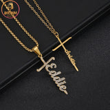 Custom Name Pendant Zirconia Stone Stainless Steel Letter Necklace