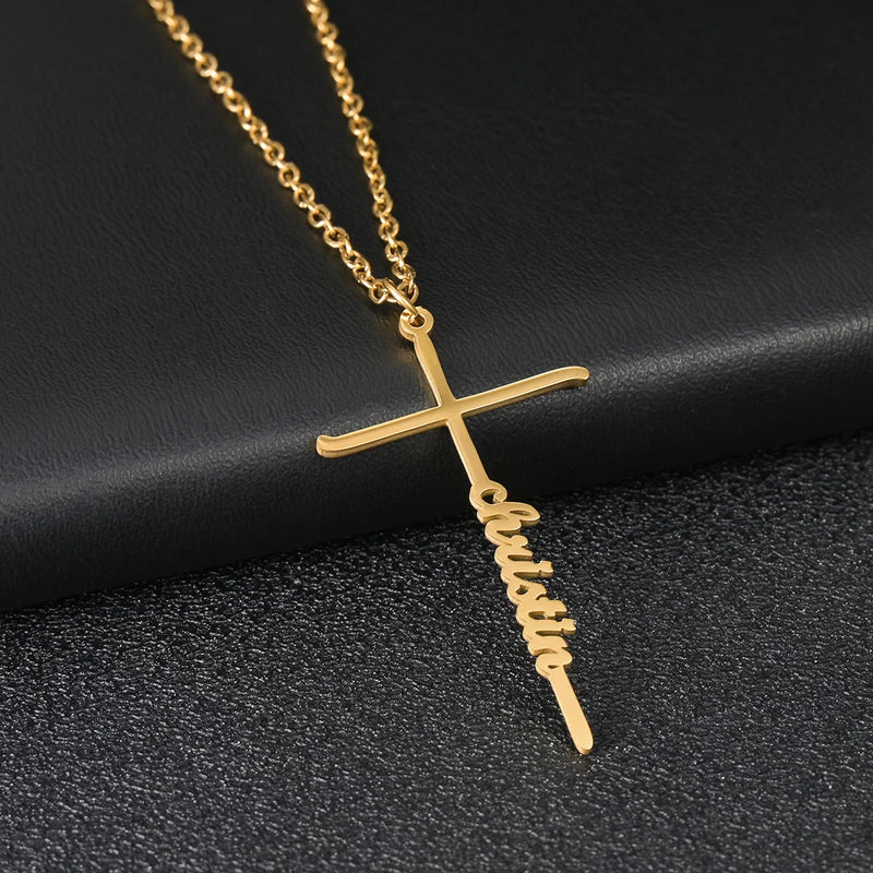 Custom Name Pendant Zirconia Stone Stainless Steel Letter Necklace