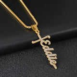 Custom Name Pendant Zirconia Stone Stainless Steel Letter Necklace