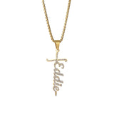 Custom Name Pendant Zirconia Stone Stainless Steel Letter Necklace