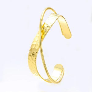 Geometric Irregular Wave Ripple Open Bangle for Women Girls