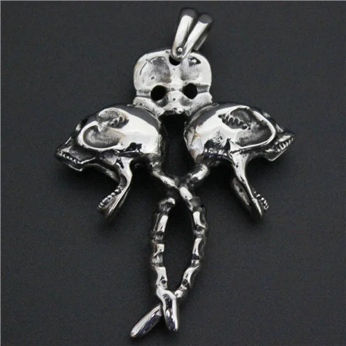 Double Skull Pendant Stainless Steel Pendant for Men