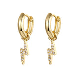 Lightning Cross Zircon Drop Earrings for Women