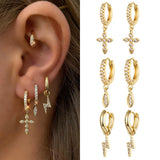 Lightning Cross Zircon Drop Earrings for Women
