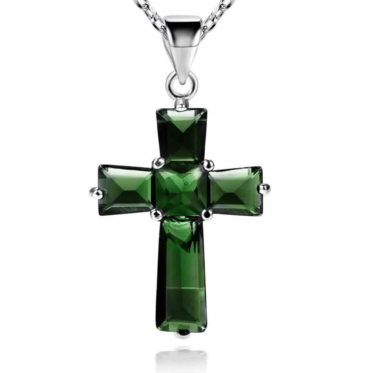 Emerald Pendant Sterling Silver Necklace Peridot Turquoise Jewelry