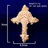 Cross Flower Pendant Bling Cubic Zircon Men's Hip Hop Jewelry