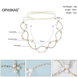 Golden Pearl Rhinestone Headband Wedding Hair Accessory