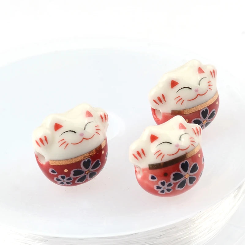 15mm Ceramic Cat Beads for Jewelry Making