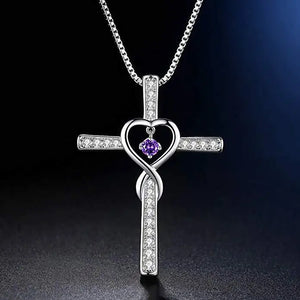 Zircon Heart Birthstone Necklace 925 Silver Pendant