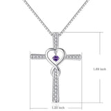 Zircon Heart Birthstone Necklace 925 Silver Pendant