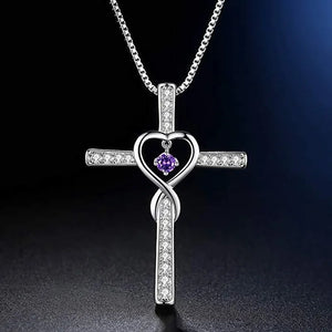 Zircon Heart Birthstone Necklace 925 Silver Pendant