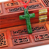 Jesus Carved Jade Pendant Chinese Green Necklace Charm Jadeite Jewellery
