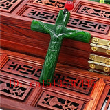 Jesus Carved Jade Pendant Green Necklace Charm Jadeite Amulet