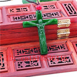 Jesus Carved Jade Pendant Green Necklace Charm Jadeite Amulet