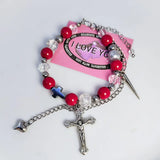 Fairy Core Red Glass Beaded Bracelet