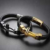 Men's Cross Leather Wrap Bracelet Stainless Steel Charm Bangle