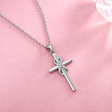 Cross Necklace 925 Sterling Silver Infinity Zircon Pendant Religious Jewelry