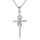 Cross Necklace 925 Sterling Silver Infinity Zircon Pendant Religious Jewelry