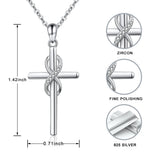 Cross Necklace 925 Sterling Silver Infinity Zircon Pendant Religious Jewelry