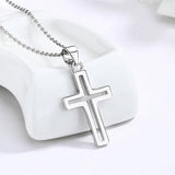 Men's Silver Cross Necklace Hiphop Gothic Style Pendant Gift