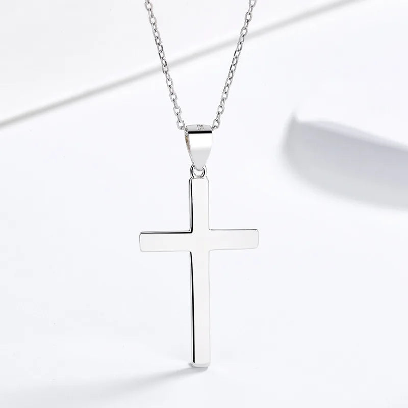 Men's Silver Cross Necklace Hiphop Gothic Style Pendant Gift