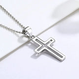 Men's Silver Cross Necklace Hiphop Gothic Style Pendant Gift