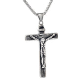 Cross Necklace Crucifix Jesus Pendant Stainless Steel Men Chain