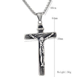 Cross Necklace Crucifix Jesus Pendant Stainless Steel Men Chain