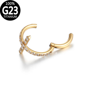 Cross Nose Ring Piercing Titanium Body Jewelry Sexy Circular