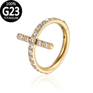 Cross Nose Ring Piercing Titanium Body Jewelry Sexy Circular