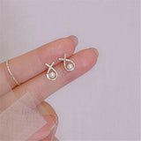Zircon Inlaid Pearl Earrings Women