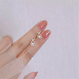 Zircon Inlaid Pearl Earrings Women