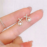 Zircon Inlaid Pearl Earrings Women