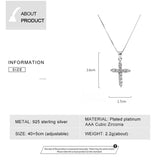 Cross Pendant 925 Silver Necklace CZ Christianity Jewelry Women Gift