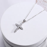Cross Pendant 925 Silver Necklace CZ Christianity Jewelry Women Gift