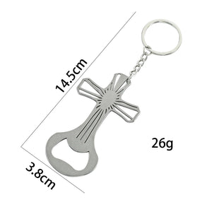 Cross Pendant Bottle Opener Keychain Stainless Steel Beer Opener Tool