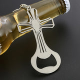 Cross Pendant Bottle Opener Keychain Stainless Steel Beer Opener Tool