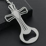 Cross Pendant Bottle Opener Keychain Stainless Steel Beer Opener Tool