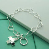 925 Silver Cross Pendant Chain Bracelet for Women