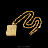 18K Cross Pendant Men's Holy Bible Locket Necklace Jesus Cross Jewelry