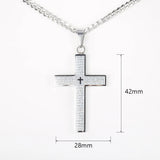 Cross Pendant Necklace Men Women Jesus Christ Charm Silver Cuban Chain