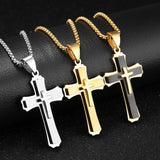 Cross Pendant Necklace Stainless Steel Chain Jewelry for Men