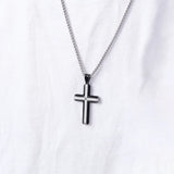 Men's Cross Pendant Necklace Stainless Steel Link Chain